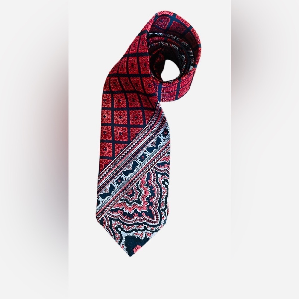 Stylish Red and Blue Geometric Tie